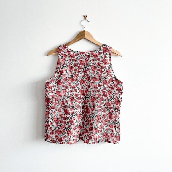 Zara Basic Women Tank Top Sleeveless Floral Red Large - Picture 2 of 8